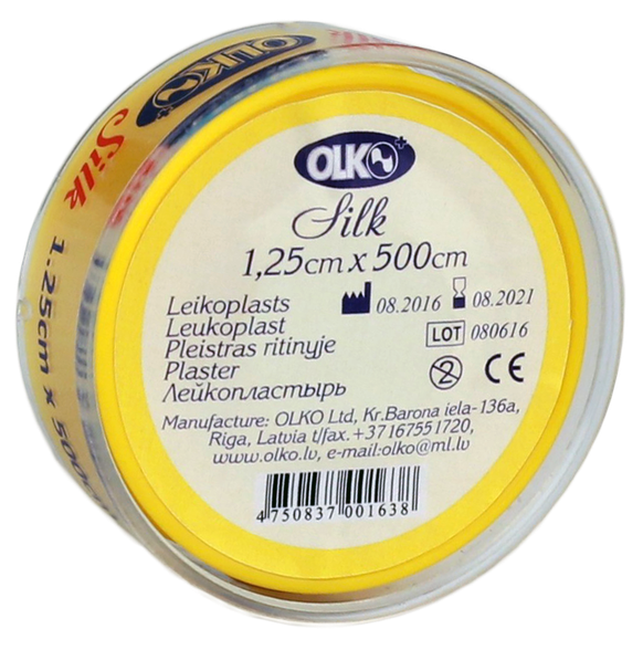 OLKO  Silk 1.25 x 500 cm adhesive plaster roll, 1 pcs.