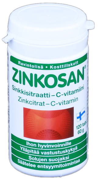 ZINKOSAN Zinkcitrat C Vitamin tabletes, 120 gab.