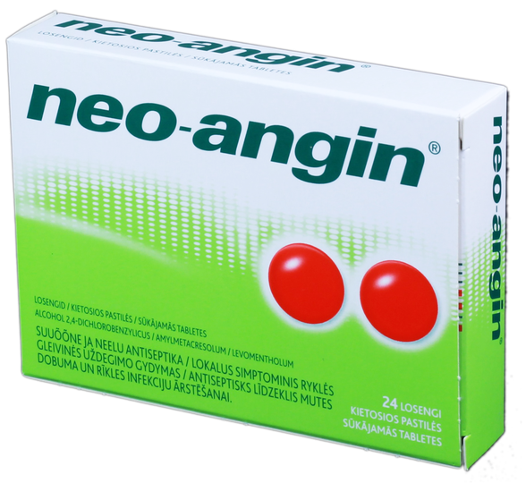NEO-ANGIN sūkājamās tabletes, 24 gab.