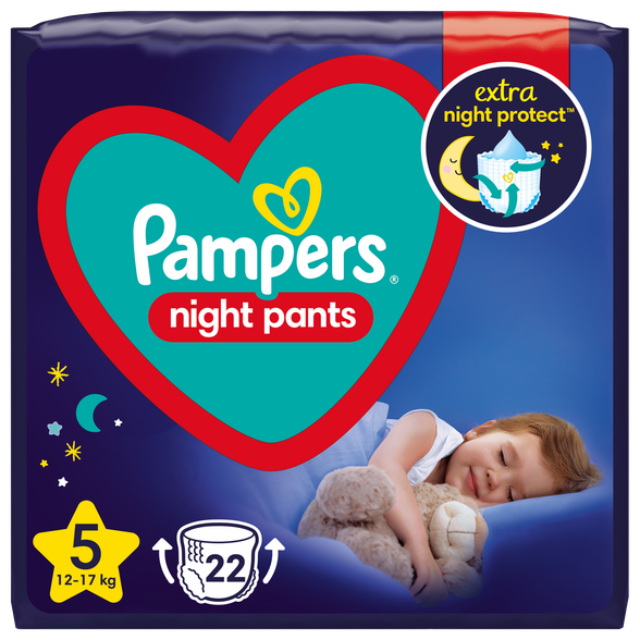 PAMPERS Night 5 (12-17 kg) biksītes, 22 gab.