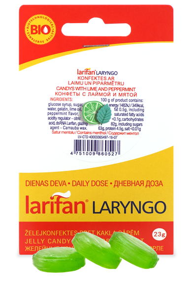LARIFAN Laryngo  Laims Piparmētras želejas konfektes, 23 g