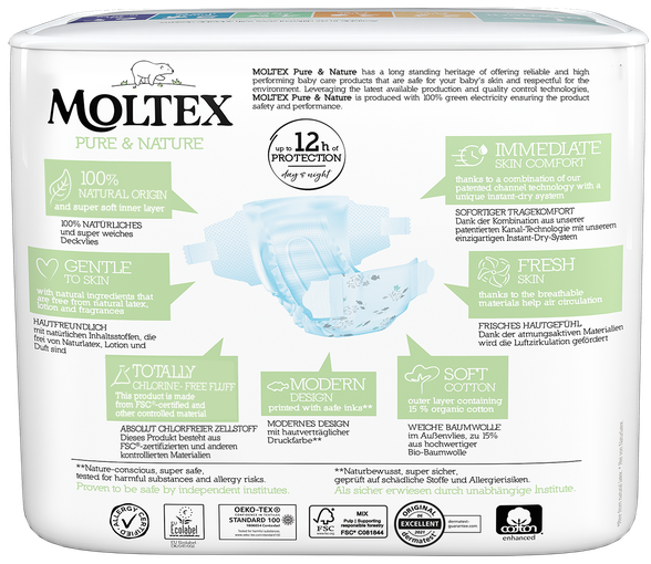 MOLTEX Eco Pure & Nature 1 (2-4 kg) autiņbiksītes  , 22 gab.