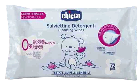 CHICCO Cleansing wet wipes, 72 pcs.