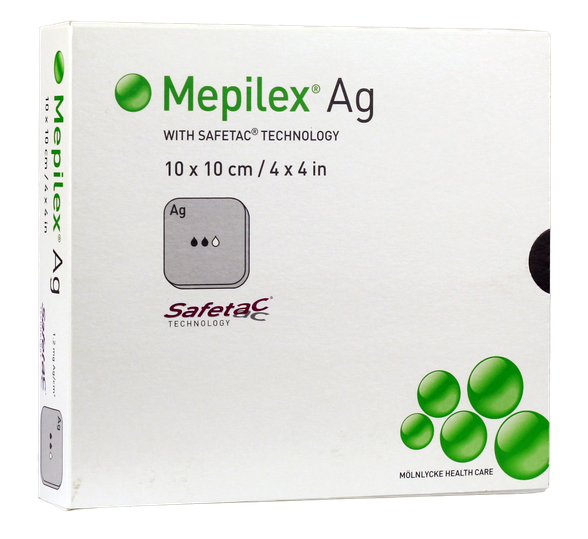 MEPILEX  Ag 10x10 cm wound dressing, 5 pcs.