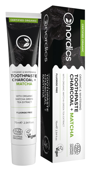 NORDICS Whitener with activated charcoal & matcha toothpaste, 75 ml