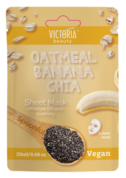VICTORIA BEAUTY Spoonful Oatmeal, Banana, Chia Sheet facial mask, 1 pcs.
