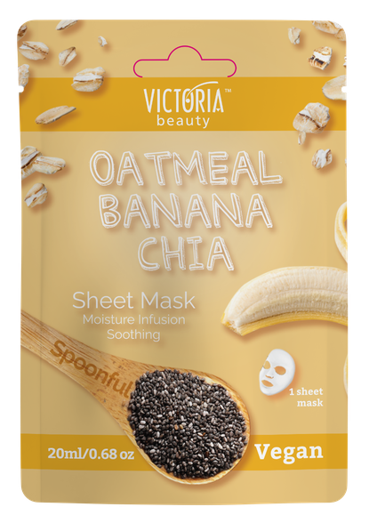 VICTORIA BEAUTY Spoonful Oatmeal, Banana, Chia auduma sejas maska, 1 gab.