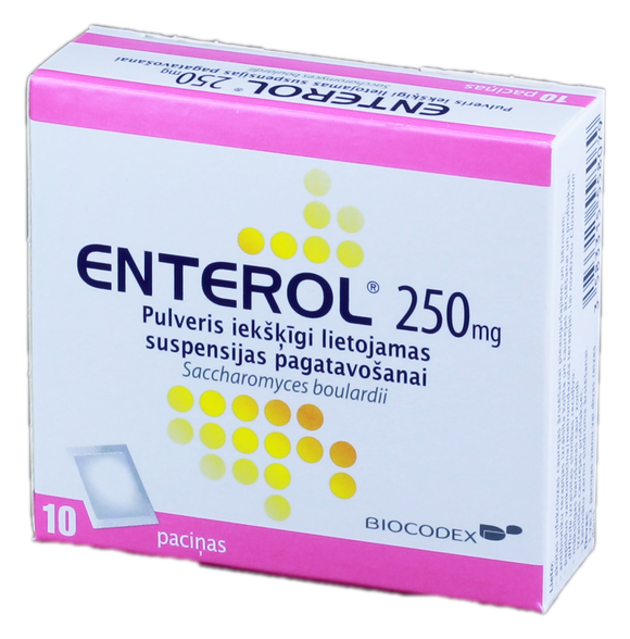 ENTEROL 250 mg iekšķīgi lietojamas suspensijas pagatavošanai pulveris, 10 gab.