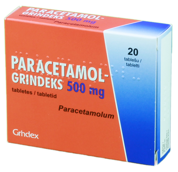 PARACETAMOL GRINDEKS 500 mg tabletes, 20 gab.