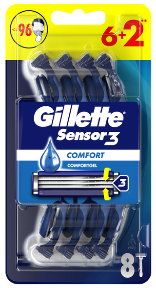 GILLETTE Blue 3 одноразовые бритвенные станки, 8 шт.