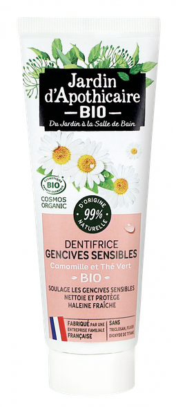JARDIN  D'APOTHICAIRE For sensitive gums with chamomile and green tea organic toothpaste, 75 g