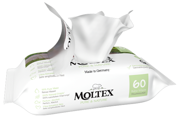 MOLTEX Eco Pure & Nature mitrās salvetes, 60 gab.