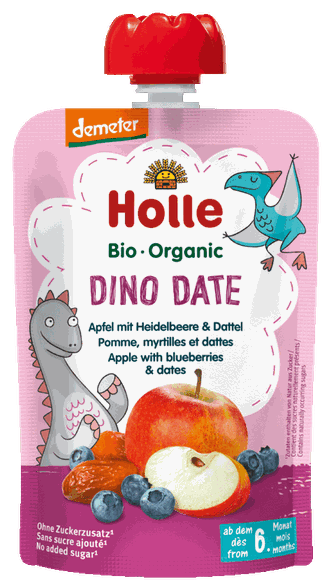 HOLLE Apple, blueberry and date puree, 100 g