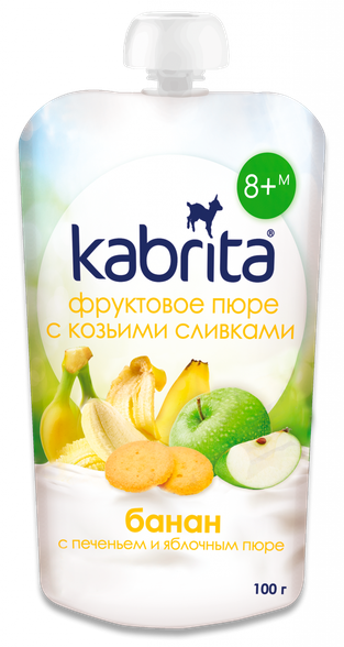 KABRITA Бананово-Яблочное пюре, 100 г