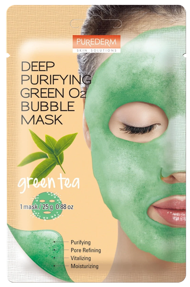 PUREDERM Deep Purifuing Green O2 Bubble sejas maska, 1 gab.