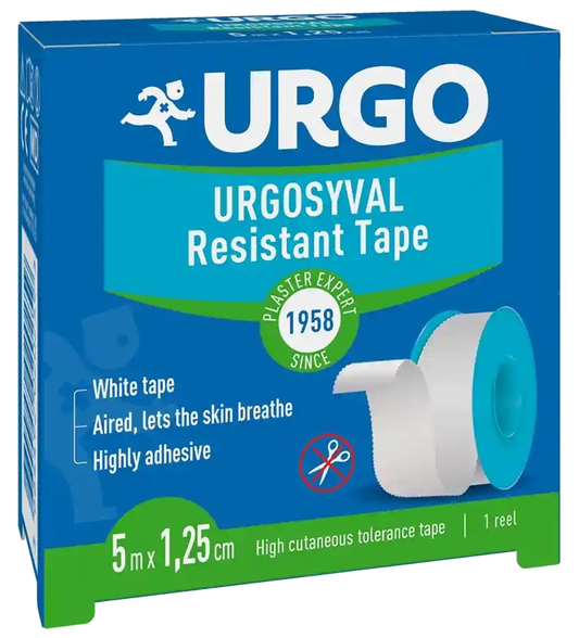 URGO  Syval 5 m x 1.25 cm fabric adhesive plaster roll, 1 pcs.