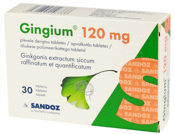 GINGIUM 120 mg apvalkotās tabletes, 30 gab.