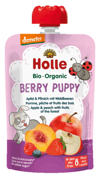 HOLLE Apple, peach and berry puree, 100 g