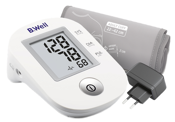 B.WELL PRO-33 + adapter upper arm blood pressure monitor , 1 pcs.
