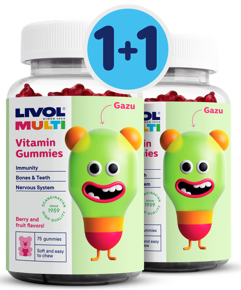 LIVOL  (1+1) Multi Vitamīnu jelly bears, 75 pcs.