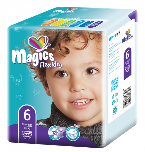 MAGICS Flexidry XL 6 (15+ kg) diapers, 23 pcs.