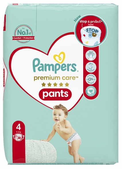 PAMPERS Premium Care 4 (9-15 kg) nappy pants, 38 pcs.