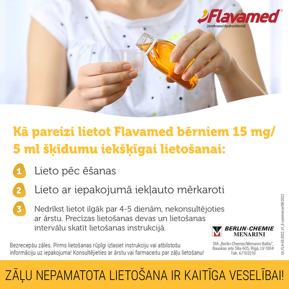 FLAVAMED 15 mg/5 ml sīrups, 100 ml