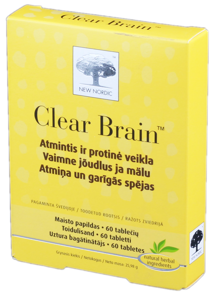 NEW NORDIC Clear Brain tabletes, 60 gab.