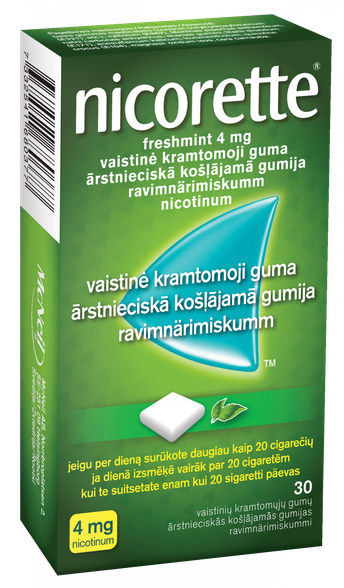 NICORETTE   Freshmint 4 мг лечебная жевательная резинка, 30 шт.