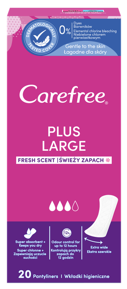 CAREFREE  Plus Fresh Large ежедневные прокладки, 20 шт.