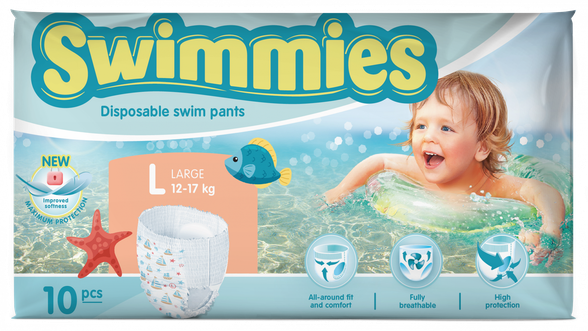MOLTEX Swimmies L (12-17 kg) swimming nappy pants, 10 pcs.