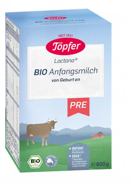 TOPFER Lactana Bio Pre no dzimšanas līdz 6 mēn. ekoloģisks piena maisījums, 600 g