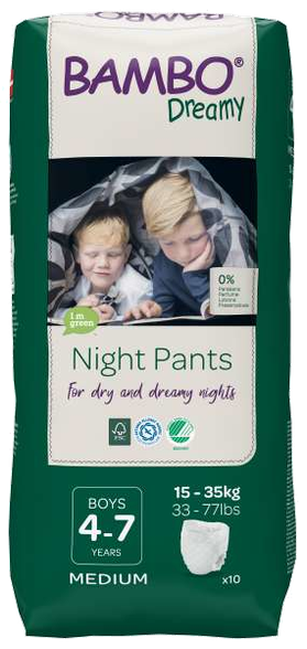 BAMBO Dreamy Night Pants, для мальчиков, размер М, 15-35 кг. трусики, 10 шт.