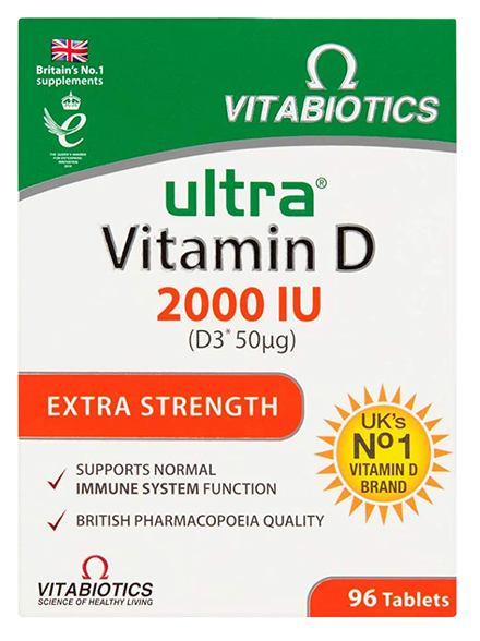 VITABIOTICS Ultra Vitamin D 2000 IU tabletes, 96 gab.