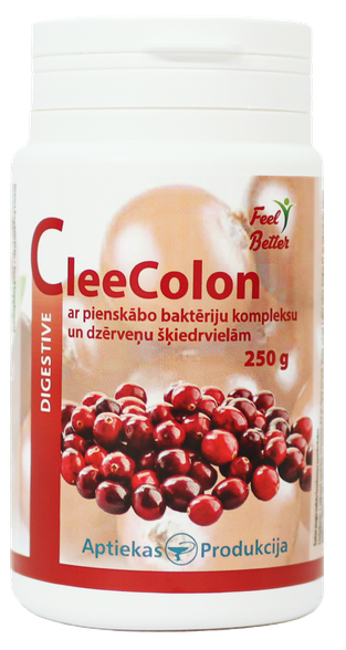 APTIEKAS PRODUKCIJA CleeColon Lactic Acid Bacteria Complex with Cranberry Fiber powder, 250 g