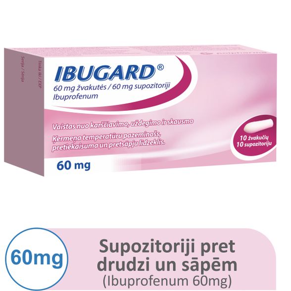 IBUGARD 60 mg supozitoriji, 10 gab.