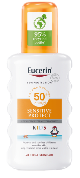 EUCERIN Sun Kids Sensitive Protect SPF 50+ izsmidzināms saules aizsarglīdzeklis, 200 ml