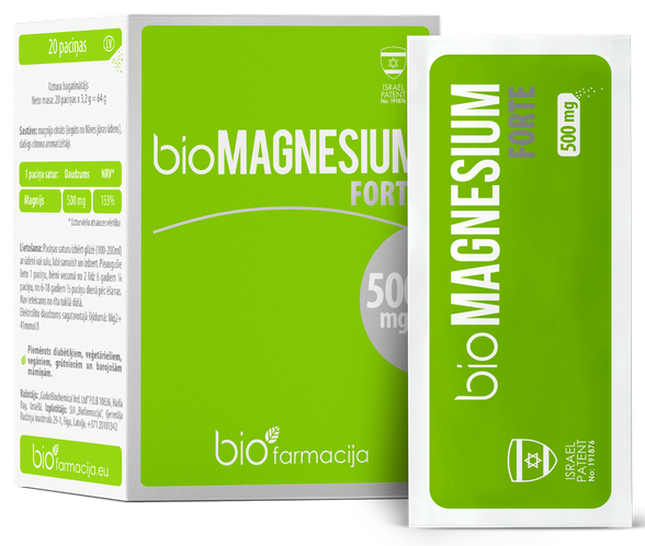 BIOFARMACIJA Bio Magnesium Forte 500 mg paciņas, 20 gab.