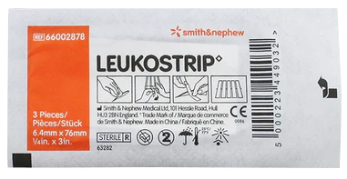 LEUKOSTRIP 6,4 мм х 76 мм перевязочный материал для ран, 3 шт.