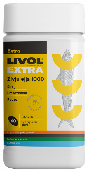 LIVOL  Extra zivju eļļa 1000 mg kapsulas, 60 gab.