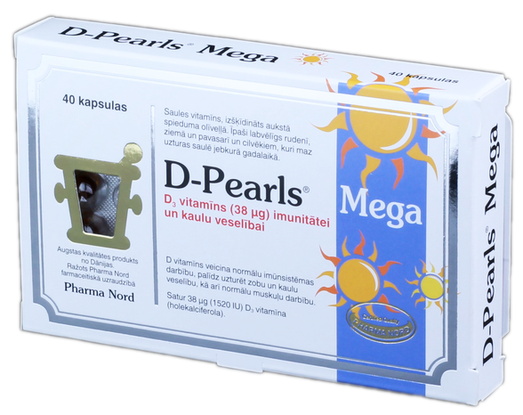 Pharma nord D-Pearls Mega 38 µg tabletes, 40 gab.