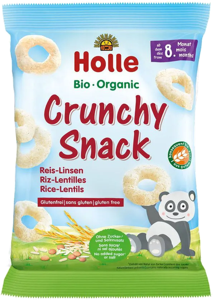 HOLLE Rice and Lentil Chips for Babies from 8 Months, Organic snack, 25 g
