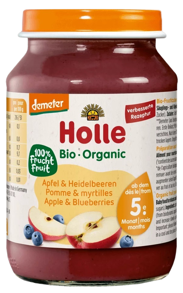 HOLLE ( from 5 months) Apple and blueberry puree, 190 g