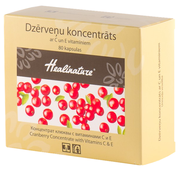 HEALINATURE Dzērveņu koncentrāts kapsulas, 80 gab.