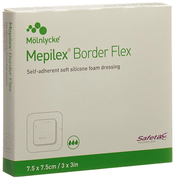 MEPILEX  Border Flex 7.5x7.5 cm brūču pārsējs, 5 gab.