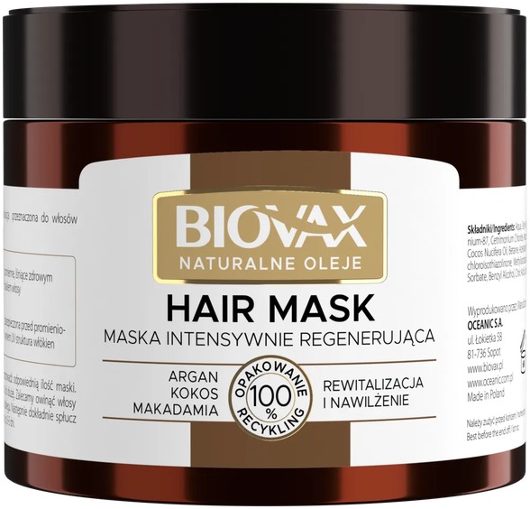 BIOVAX Natural Oils atjaunojoša maska matiem, 250 ml