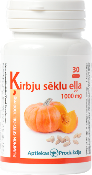 APTIEKAS PRODUKCIJA Ķirbju Sēklu Eļļa 1000 mg kapsulas, 30 gab.