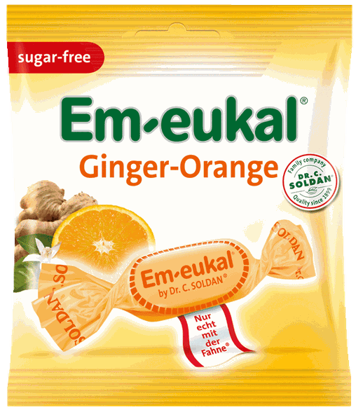 EM-EUKAL Ginger-Orange sugar-free candies, 50 g