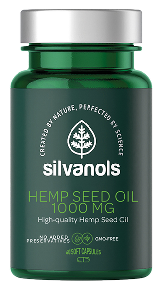 SILVANOLS Premium Hemp Seed Oil 1000 mg kapsulas, 60 gab.