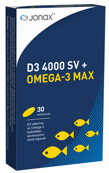 JONAX D3 4000 SV + Omega-3 Max kapsulas, 30 gab.